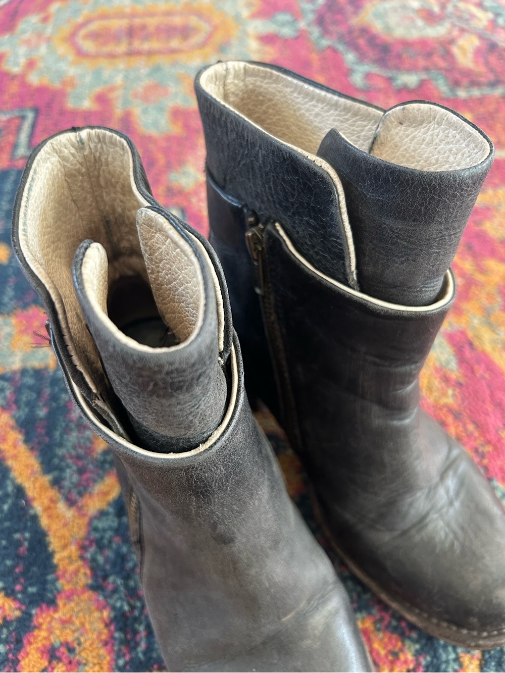 Freebird by Steven | Womens Black Distressed Leather Dual Zip Clip Ankle Boots 7 - Picture 9 of 16